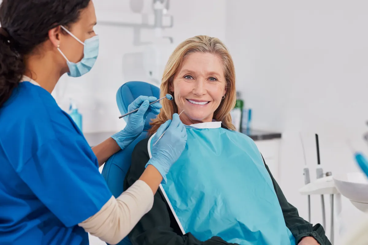 Woman receiving comfortable oral biopsy treatment at Access Oral Surgery